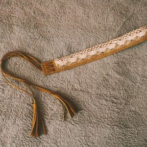 Boho Soft Leather Crochet Belt